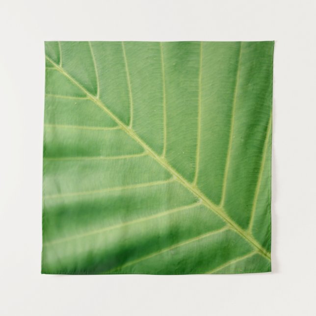 Close up photo of green leaf wandteppich (Vorderseite)