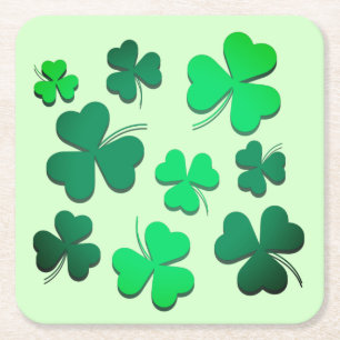 Closed Kleeblatt Irish Green Spring St Patrick Day Rechteckiger Pappuntersetzer