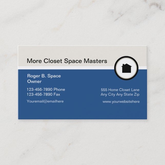 Closet Organisieren von Visitenkarten Visitenkarte (Vorderseite)