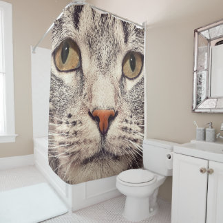Closeup Pet Cat Face Shower Curtain Duschvorhang