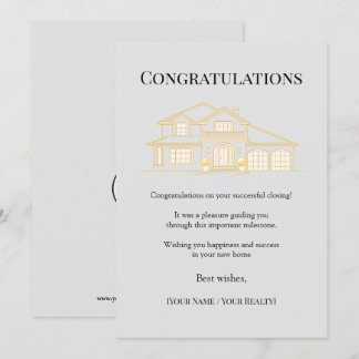 Closing Congratulations Card Real Estate Dankeskarte