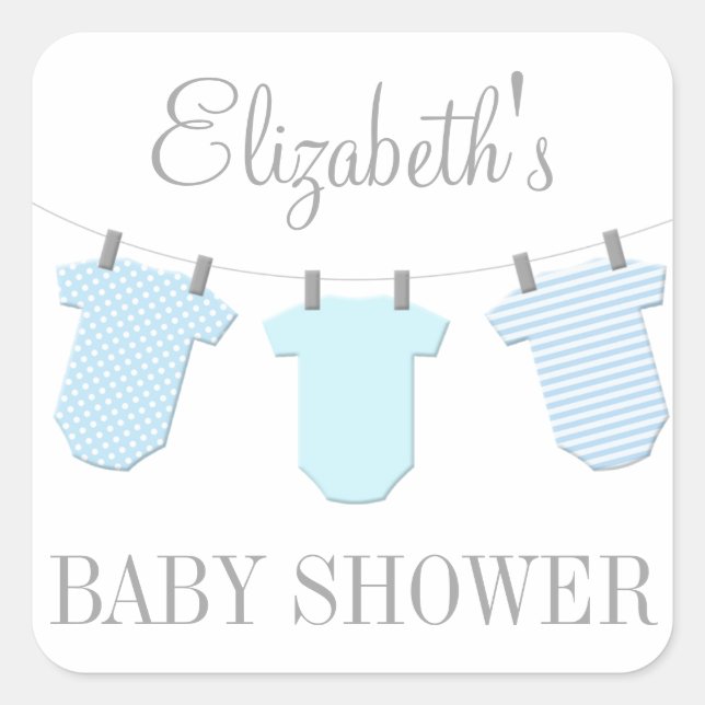 Clothesline Baby Blues Boy Babyaufkleber Quadratischer Aufkleber (Vorderseite)