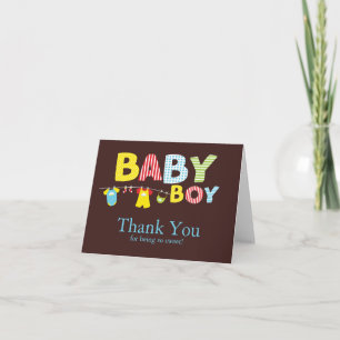 Clothesline Baby Boy Baby Dusche Danke Karte