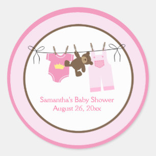 Clothesline Baby Girl CIRCLE Custom Gefälligkeitsk Runder Aufkleber