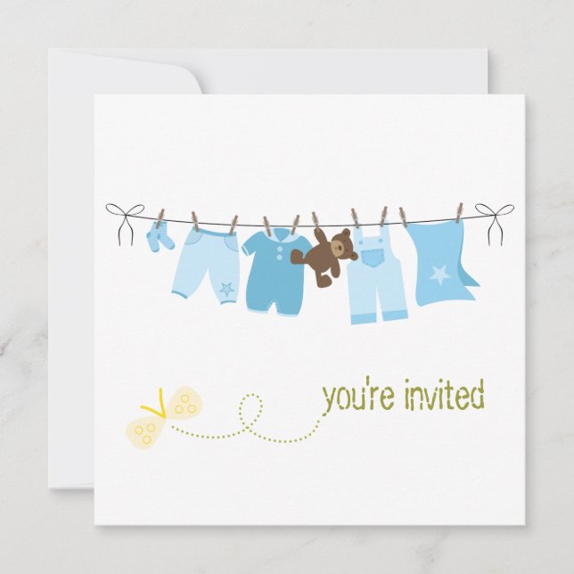 Clothesline Baby Shower Invitations (Devant)