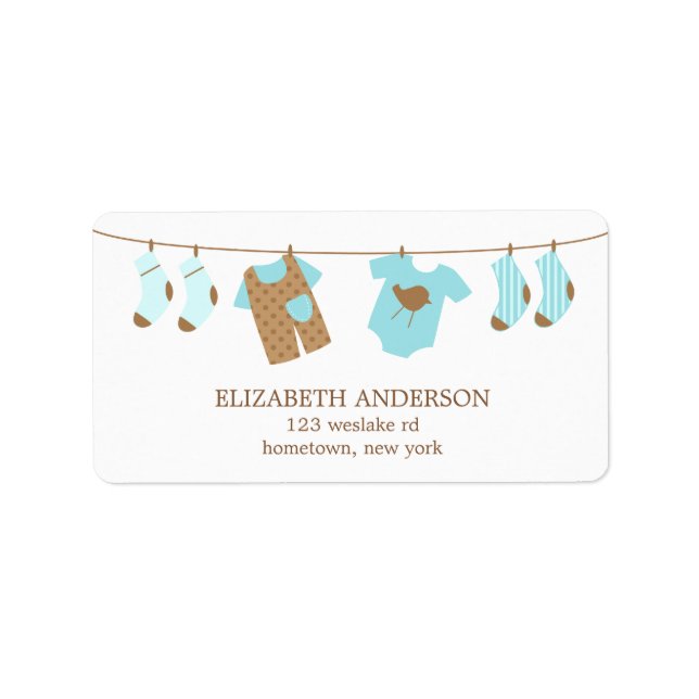 Clothesline Baby Shower Labels Adressaufkleber (Vorne)