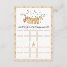 Clothesline Babydusche Bingo Game Card Begleitkarte