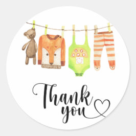 Clothesline Babydusche Vielen Dank Runder Aufkleber