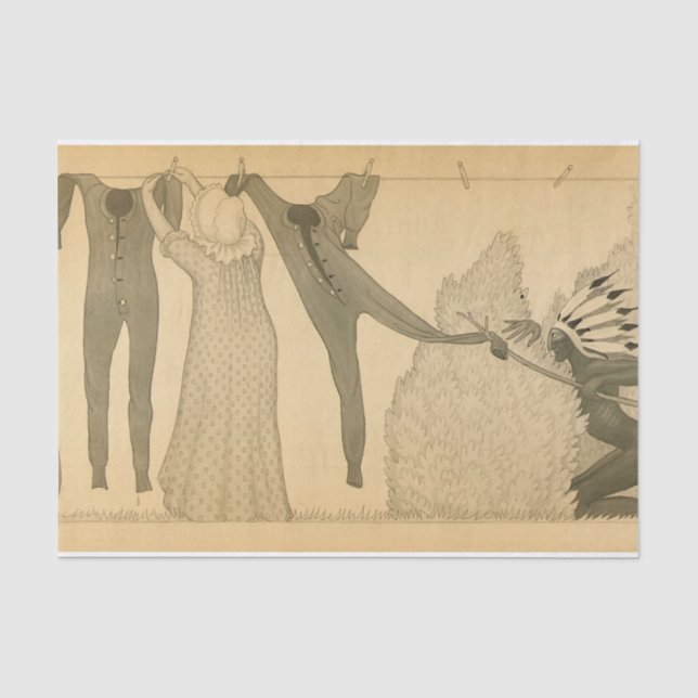 Clothesline, Savage Iowa, 1923 von Grant Wood Seidenpapier (Vorderseite)
