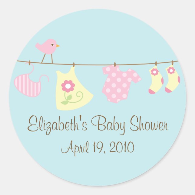 Clotheslines Bébé Girl Sticker Baby shower (Devant)