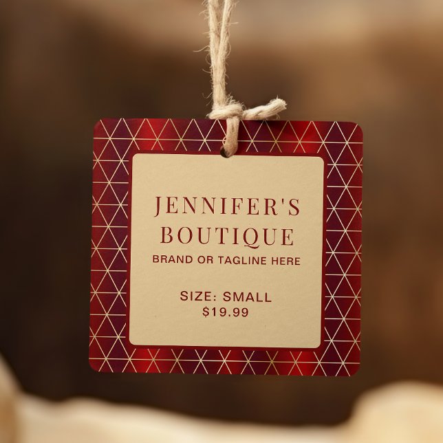Clothing Tags Small Business Luxury Red Geometric (Von Creator hochgeladen)