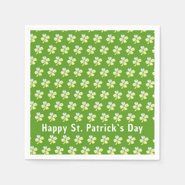 Clou Kleeblatt Green Pattern Patrick's Day Party Serviette (Vorderseite)