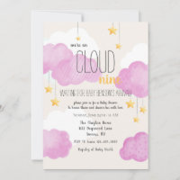 Cloud 9 Baby Dusche Einladung in Rosa