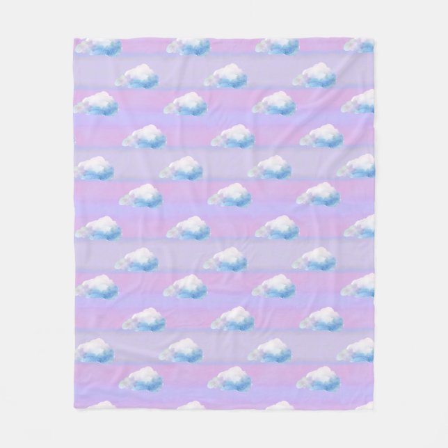 Cloud 9 Bewölkt Lila und Blau Fleecedecke (Vorderseite)