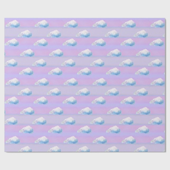 Cloud 9 Bewölkt Lila und Blau Geschenkpapier (Flach)
