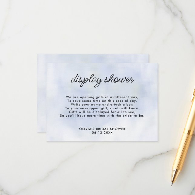 Cloud 9 Blue Display Brautparty Enclosure Card Begleitkarte (Vorderseite/Rückseite Beispiel)