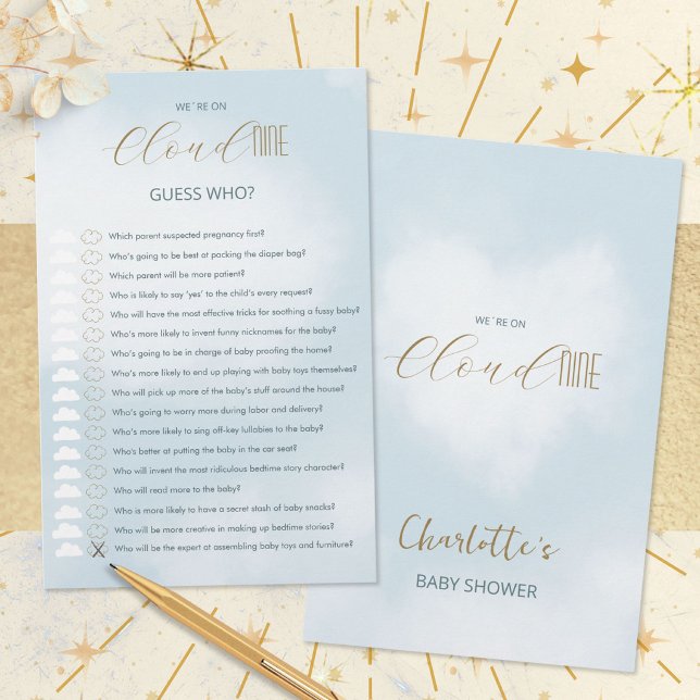 Cloud 9 Celestial Blue Baby Shower Rate Mal Spiel (Cloud 9 Celestial Blue Baby Shower Guess Who Game ©Susanne Sachers - Sunny Mind 🌞)