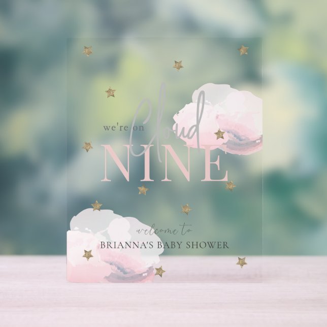 Cloud 9 Etoiles Rose Aquarelle Baby shower Bienven (Neutre)