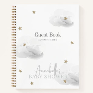 Cloud 9 Gold Stars Gray Baby Shooter Gästebuch Notizbuch