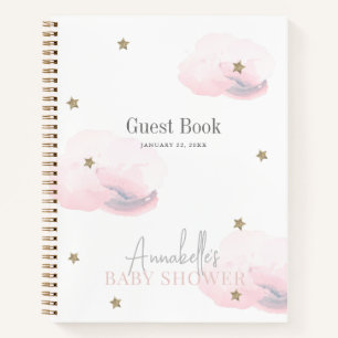 Cloud 9 Gold Stars Pink Gir Baby Showroom Gästebuc Notizbuch