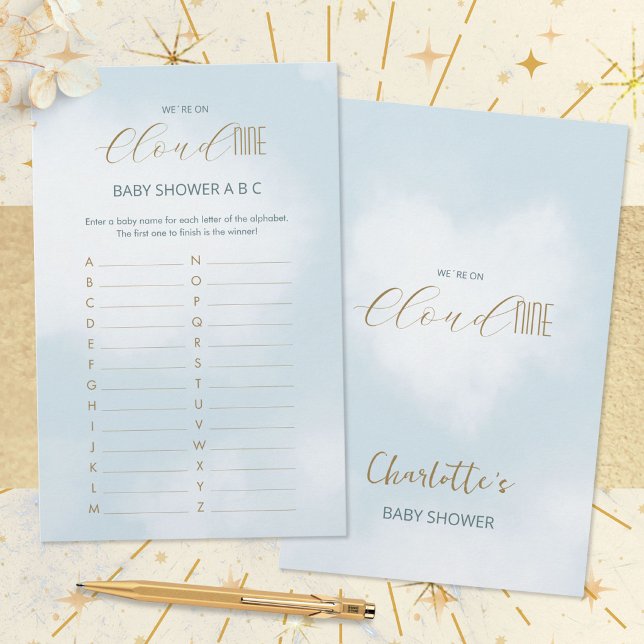 Cloud 9 Himmlisch Blaues Baby Shower ABC-Spiel (Cloud 9 Celestial Blue Baby Shower ABC Game ©Susanne Sachers - Sunny Mind 🌞)