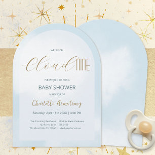 Cloud 9 Himmlisch Blaues Babyshower-Einladung Einladung