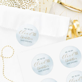 Cloud 9 Himmlisches Baby-Blau-Baby Shower Runder Aufkleber