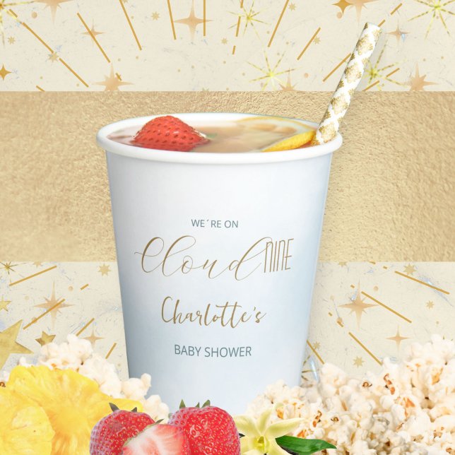 Cloud 9 Himmlisches Blau Baby Shower Pappbecher (Cloud 9 Celestial Blue Baby Shower Paper Cups ©Susanne Sachers - Sunny Mind 🌞)