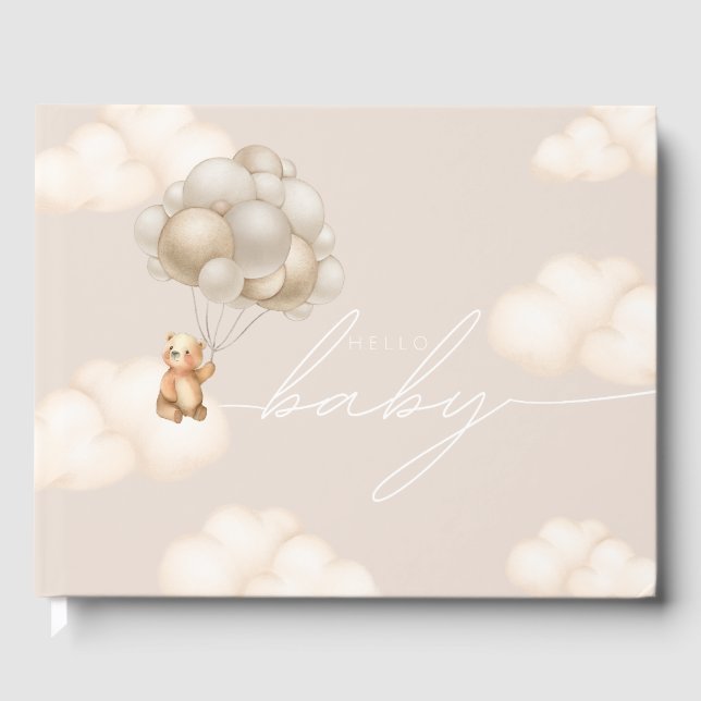 Cloud 9 Neutral Bear Baby Dusche Gästebuch (Vorderseite)