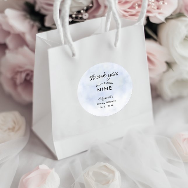 Cloud 9 Pastel Blue Elegante Modernes Brautparty Runder Aufkleber (Von Creator hochgeladen)