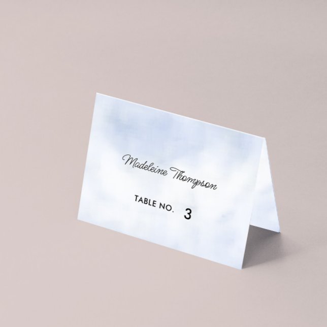 Cloud 9 Pastel Blue Sky Brautparty Platzkarte Tischnummer (Cloud 9 Bridal Shower Place Card Mockup)