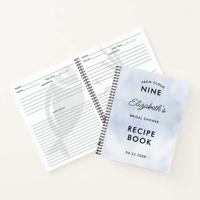 Cloud 9 Pastel Blue Sky Brautparty Rezept Buch (Innenseite)