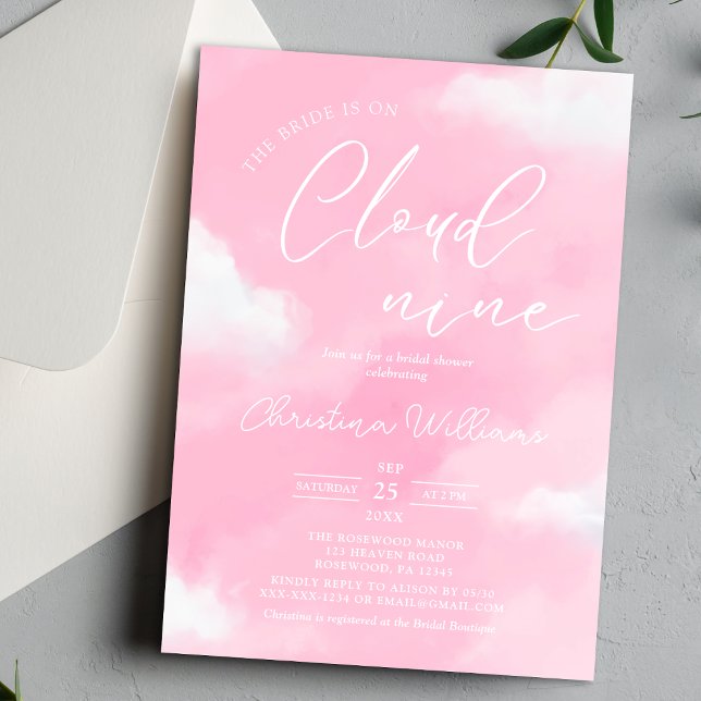 Cloud 9 Pink Bridal Dusche Einladung (Von Creator hochgeladen)