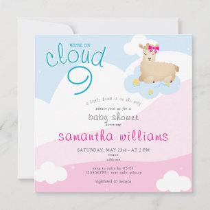 Cloud 9 Pink Little Lamb Spring Girl Babydusche Einladung
