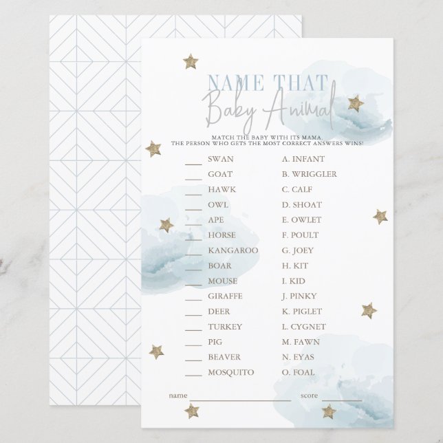 Cloud 9 Stars Blue Name the Baby Animal Game (Vorne/Hinten)