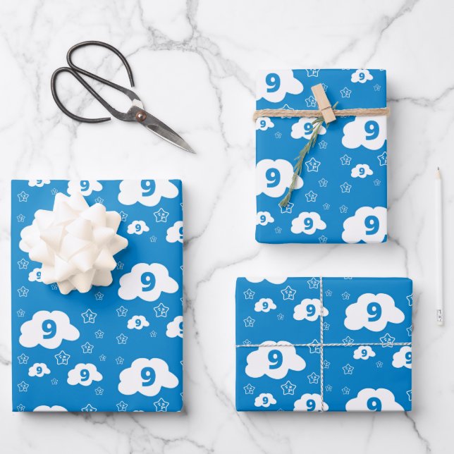 Cloud 9 Wrapping Paper Flat Sheet Set 3 Geschenkpapier Set (Vorderseite)