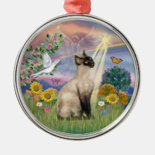 Cloud Angel - Siamese Cat Silbernes Ornament