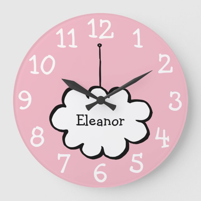 Cloud auf einem String-Namen Große Wanduhr (Vorderseite)