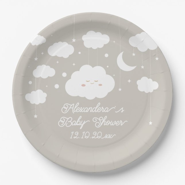 Cloud Baby Dusche Pappteller (Vorderseite)