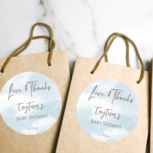 Cloud Baby Dusche Pastellwolken danke Ihnen für di Runder Aufkleber (Cloud nine baby shower pastel clouds thank you favor classic round sticker)