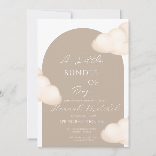 Cloud Baby Shower Invitation - Customizable (Devant)