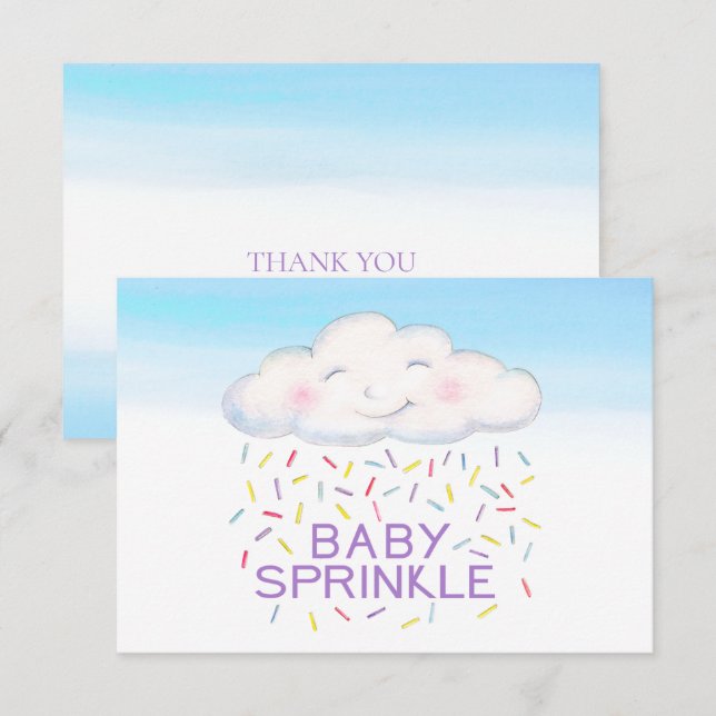Cloud Baby sprinkblue water color Danke Karte (Vorne/Hinten)