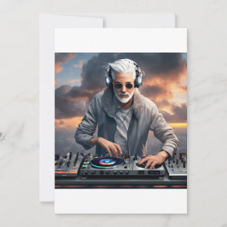 Cloud Beats: DJ-Design mit weißem grauen Haaren Einladung