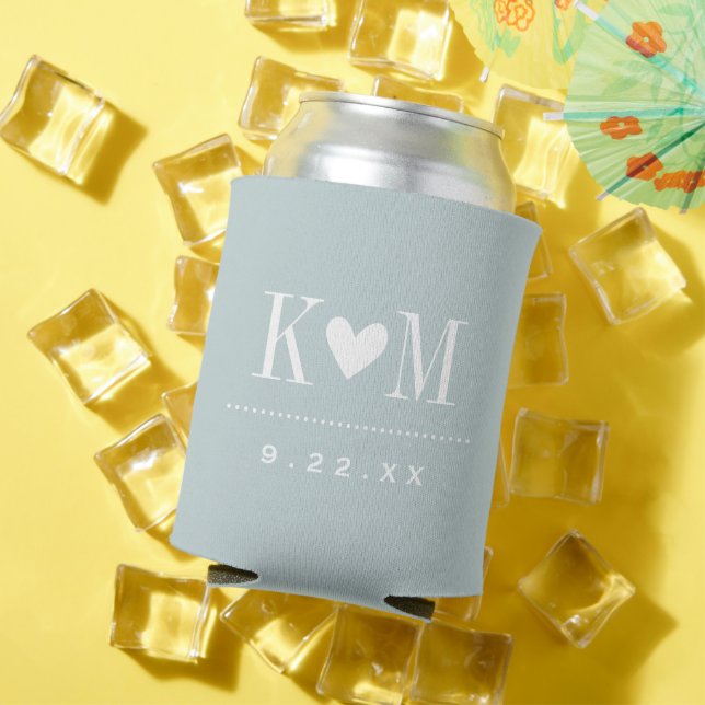 Cloud Blue Modern Wedding Monogram Dosenkühler (In Situ Sommer)