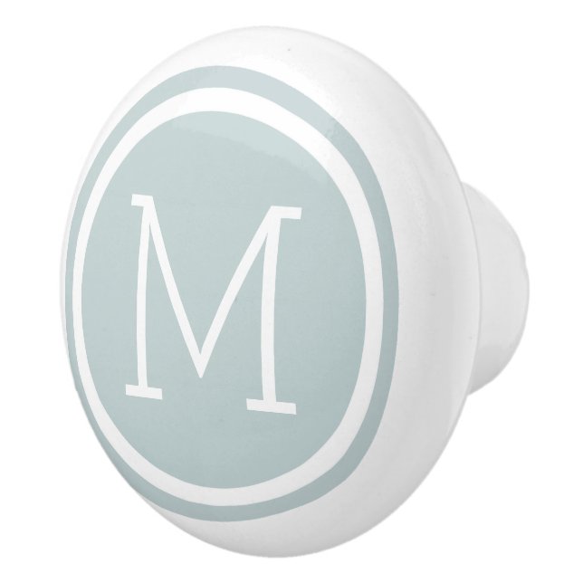 Cloud Blue Monogram Personalisiert Drawer Knoblauc Keramikknauf (Rechts)