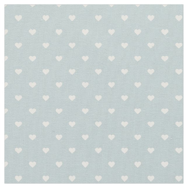 Cloud Blue Polka Dot Hearts Stoff (Nahaufnahme)