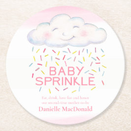Cloud candy rosa Baby berühren farbenfrohe Wasserf Runder Pappuntersetzer