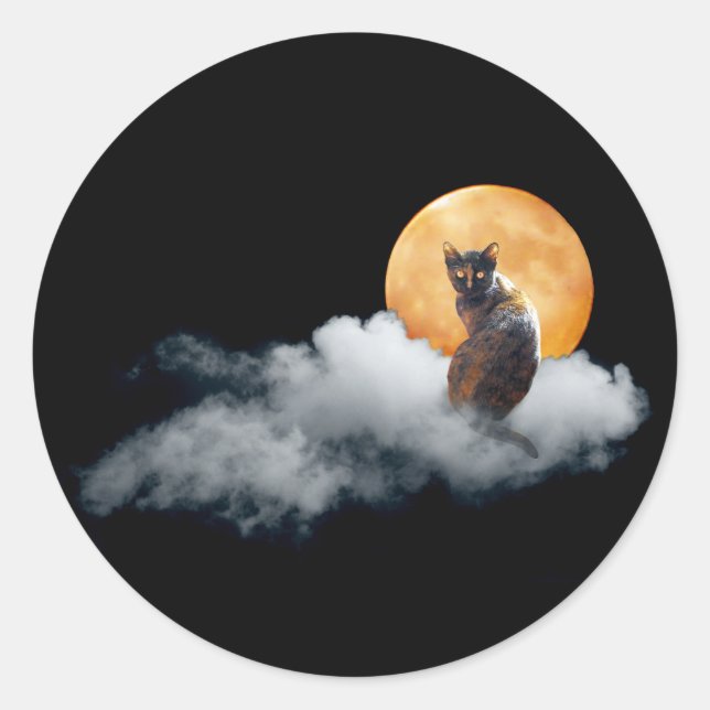 Cloud Cat Night Moon Aufkleber (Vorderseite)