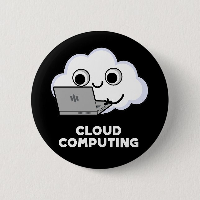 Cloud Computing Computer Weather Puck Dark BG Button (Vorderseite)