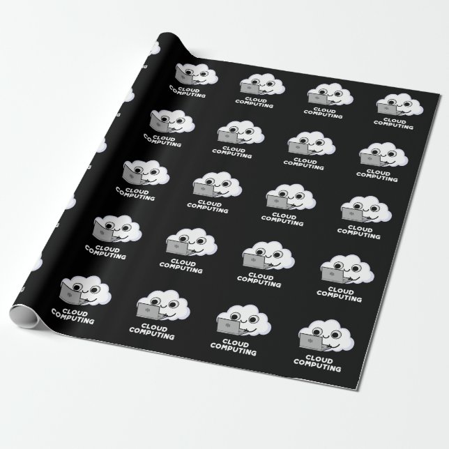 Cloud Computing Computer Weather Puck Dark BG Geschenkpapier (Ungerollt)